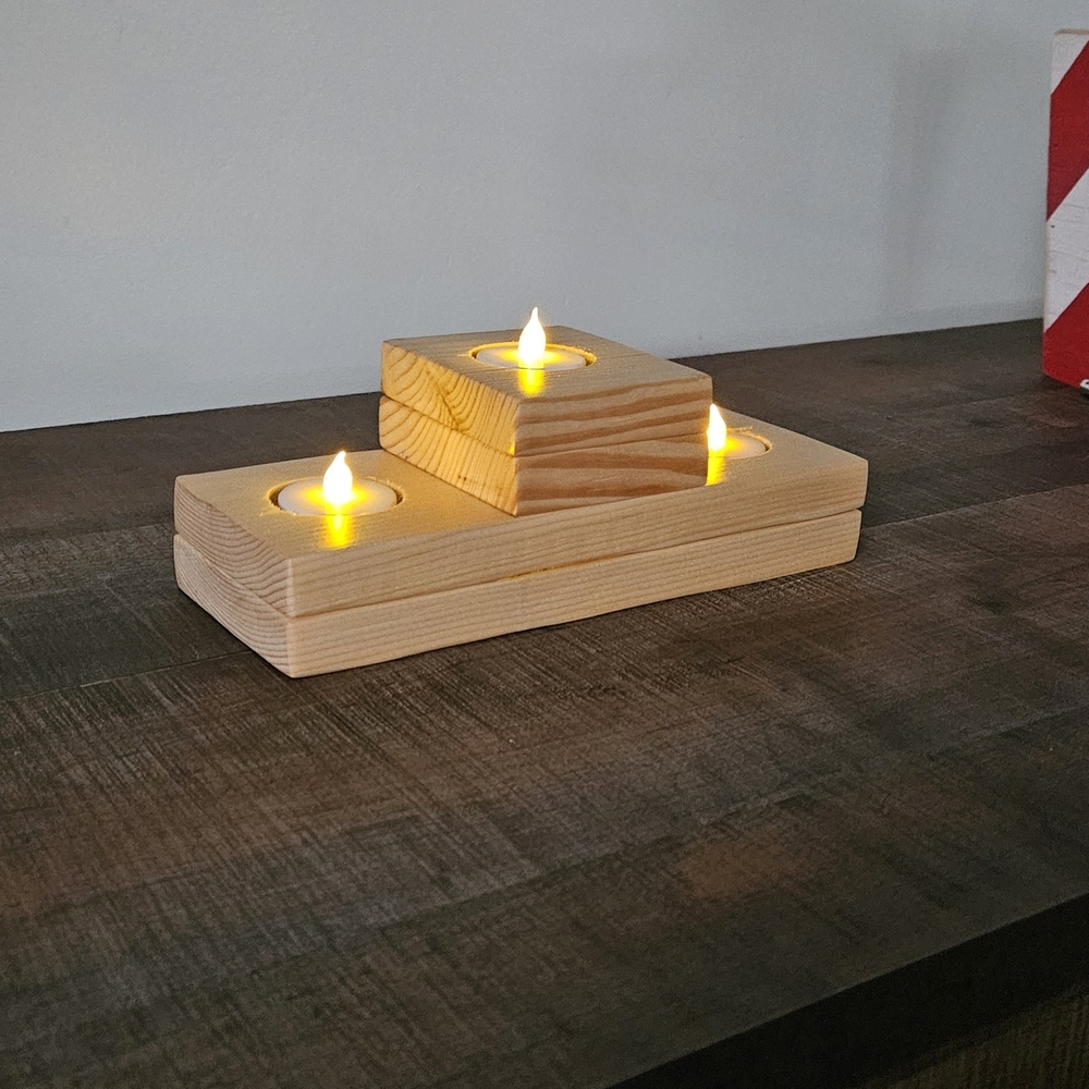 Simple Rustic Wooden Candle Holder - Picture 8 of 8